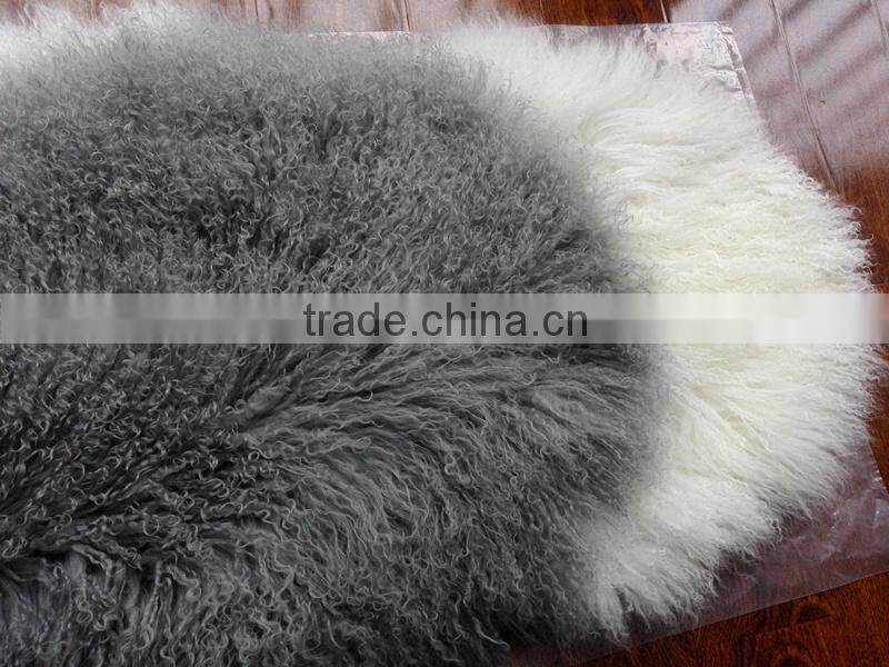 TOP QUALITY CURLY FUR TIBETAN LAMB SKIN RUG