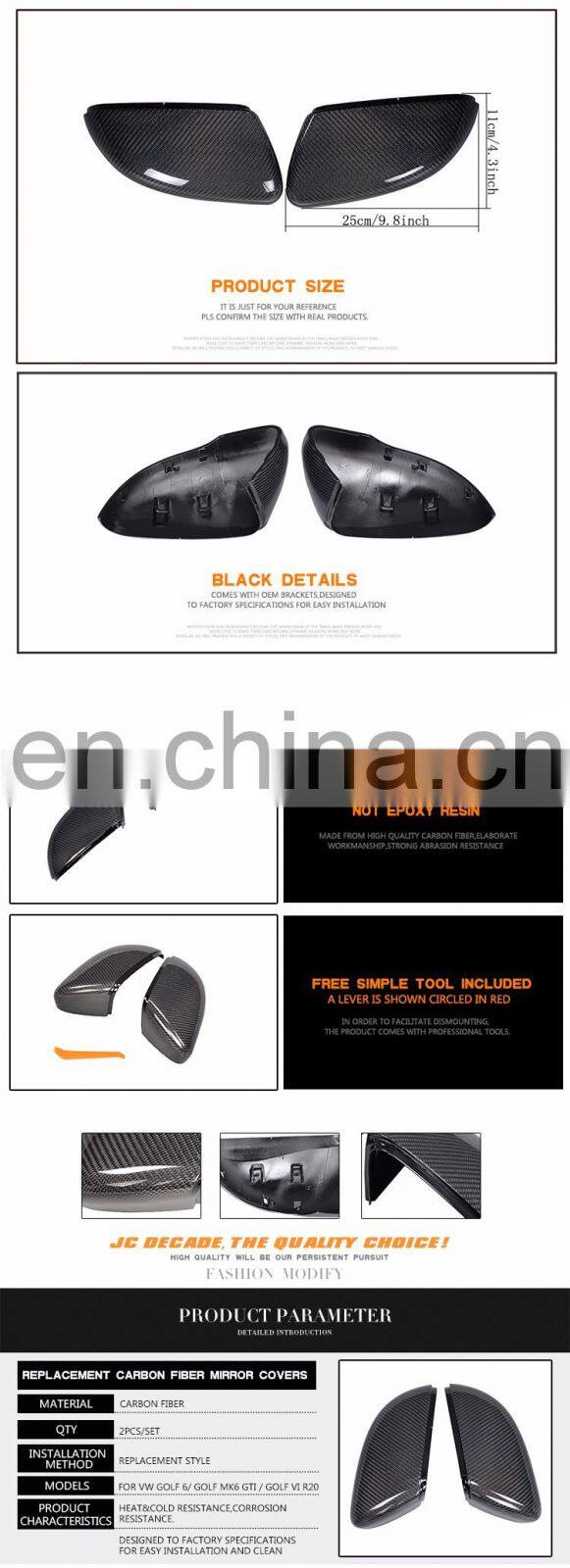 1:1 Replacement Carbon Fiber Rearview Mirror Covers for VW Golf VI GTI MK6 R20