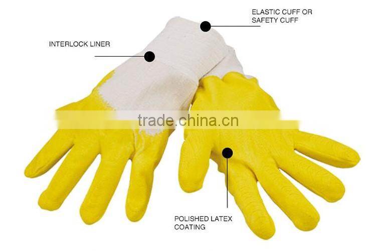 yellow chemical pvc resistant latex gloves,nitrile gloves LG060