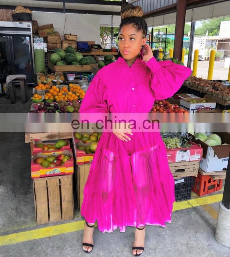 (Belt not included) Customized new women's fashion big size nightclub mesh translucent stitching long sleeve dress