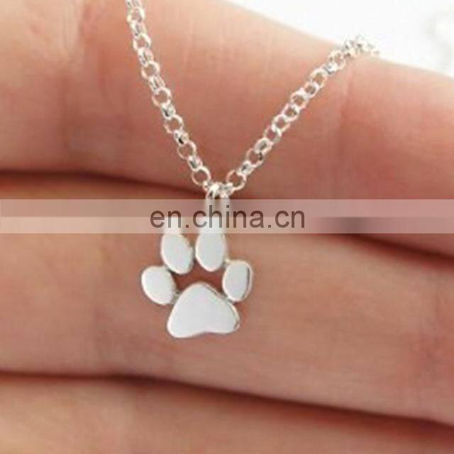 Hollow Pet Paw Footprint Necklaces Cute Animal Dog Cat Pendant Necklace