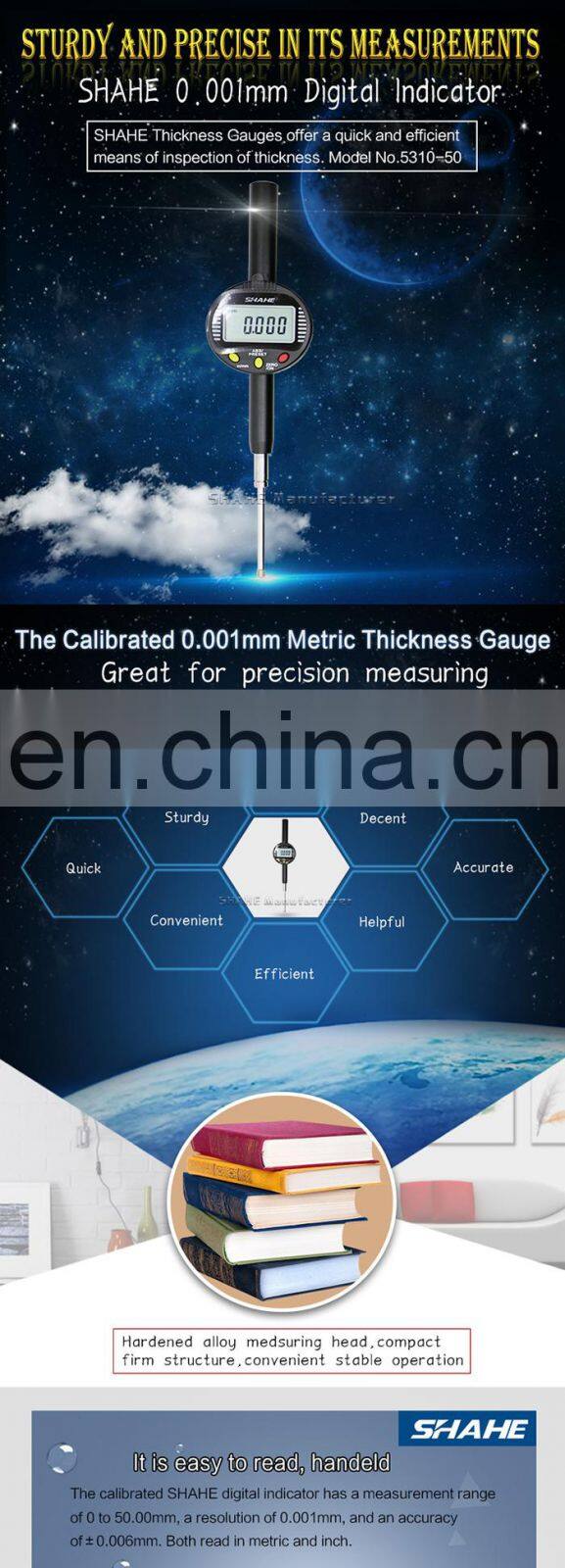 0.001 mm 0-50 mm High Accuracy Micron Digital Indicator Electronic indicator digital dial indicator