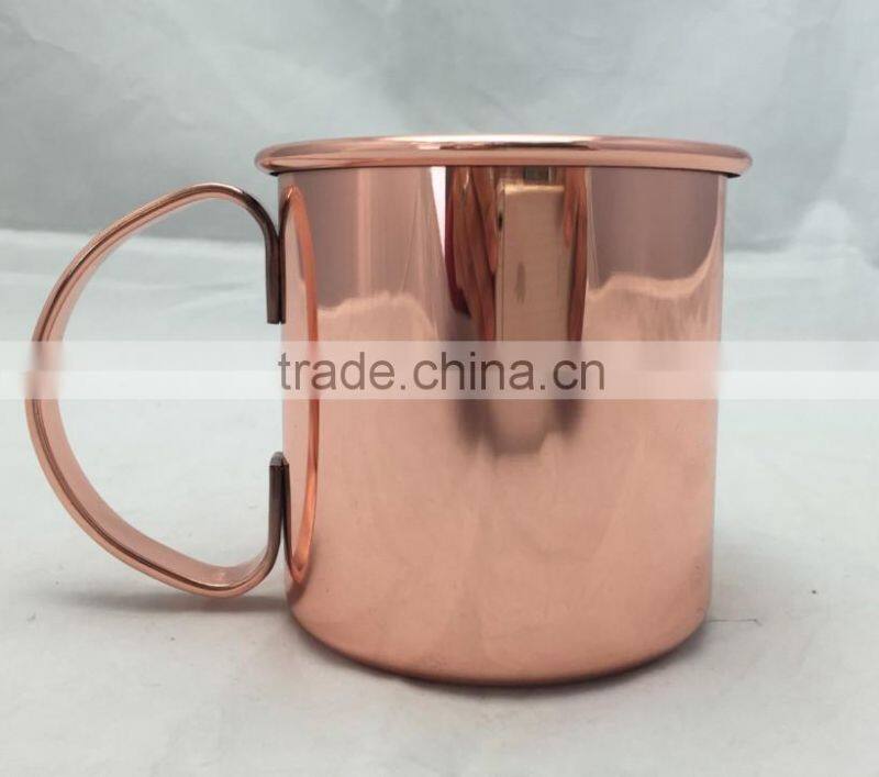 FDA CA65 16oz Copper Plated Beer mugs Vodka mug with stainless steel easy grip handle with black laser logo