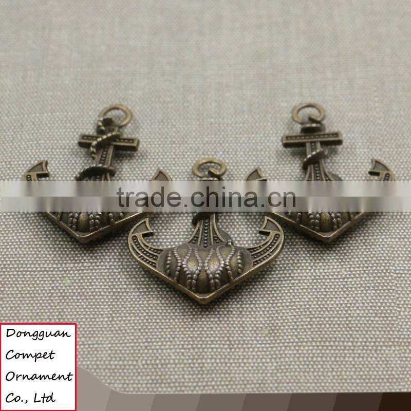 Wholesale retro zinc alloy high end three dimensional rudder anchor pendant