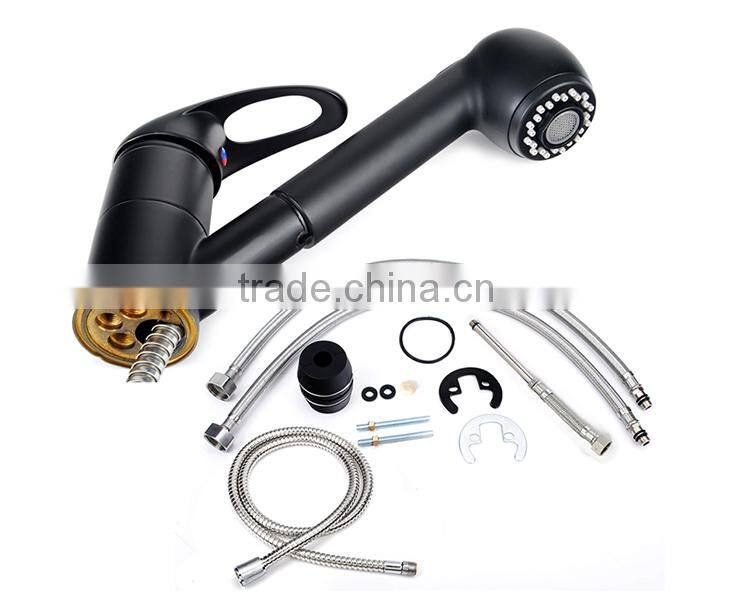 Top Level Black Pull Out Chrome Surface Single Lever Kitchen Mixer