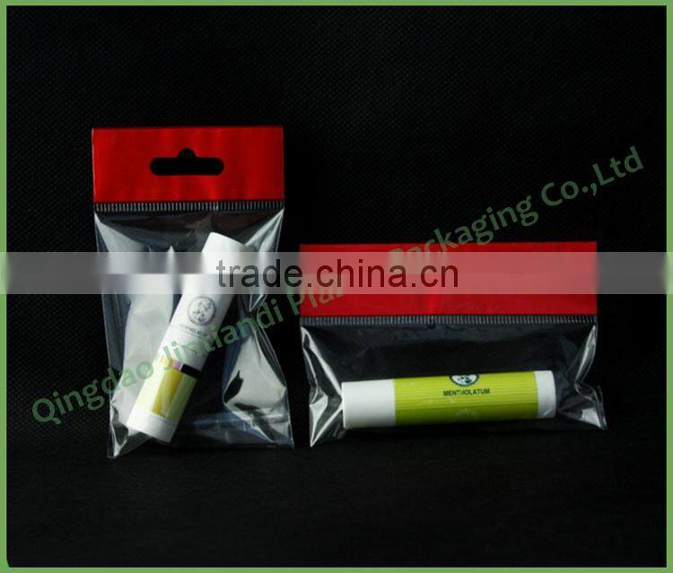 China Factory Self adhesive resealable custom logo opp and pe plastic packing bags with the hanging header for stationery