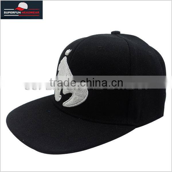 black 100% acrylic material for snapback cap