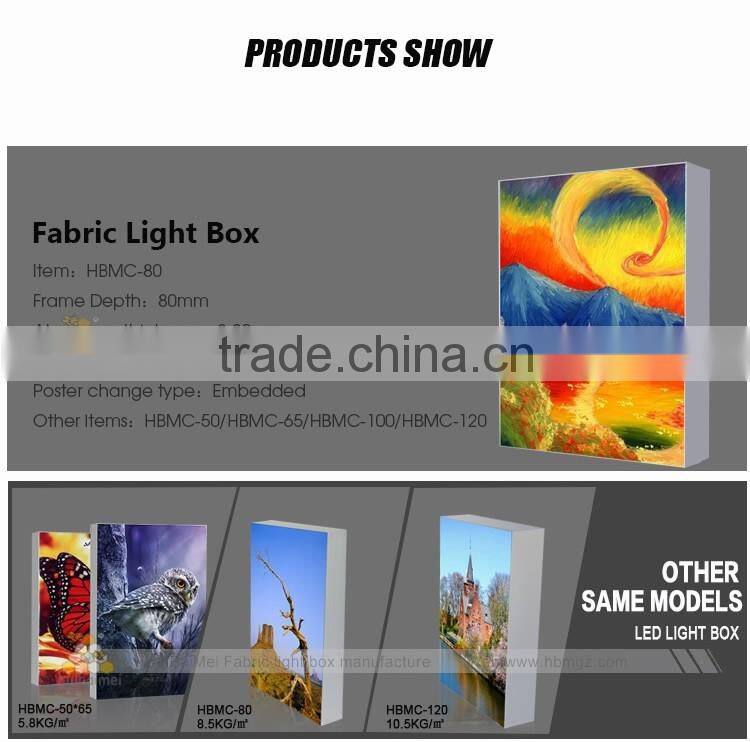 factory price big size framless led fabric light box