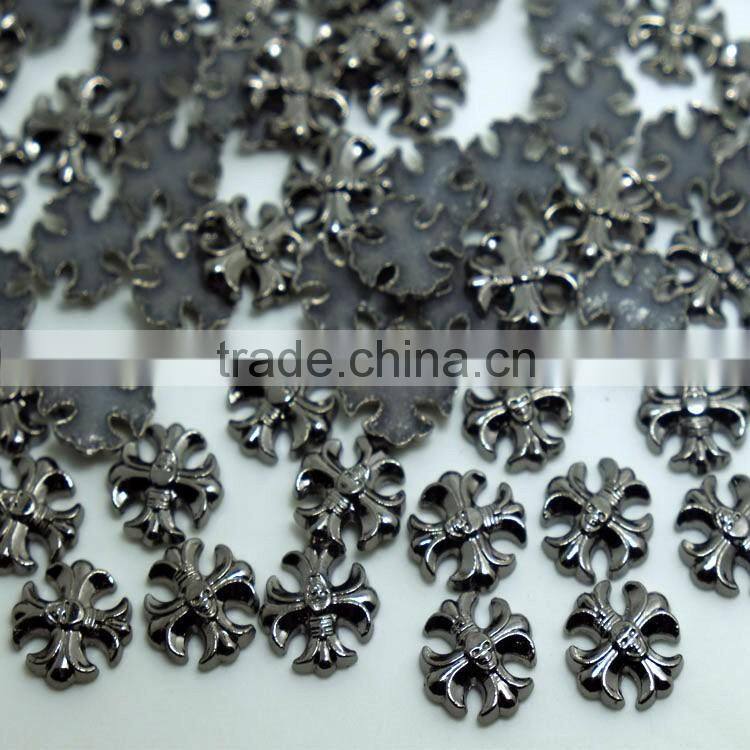 New Style Hotfix Alloy Cross with Skull Head Convex, Gold, Antique Brass, Black Nickel, Hotfix Zinc Alloy Studs for clothing