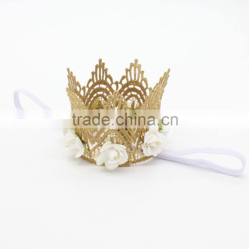 Hot-sales kids large crown Headband colorful crown flower headband wh-1795