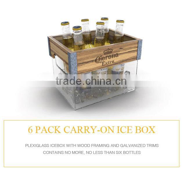 2015 wooden ice bucket ice bucket LED ice bucket logo printing