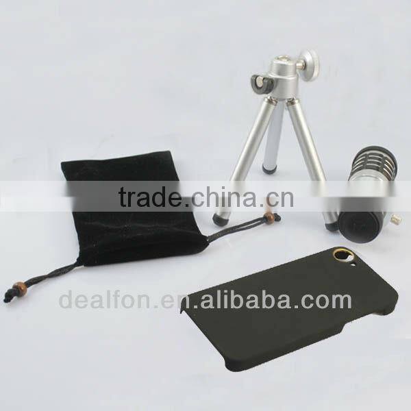 12x ZOOM METAL TELESCOPE CAMERA LENS with TRIPOD CASE FOR IPHONE 5G