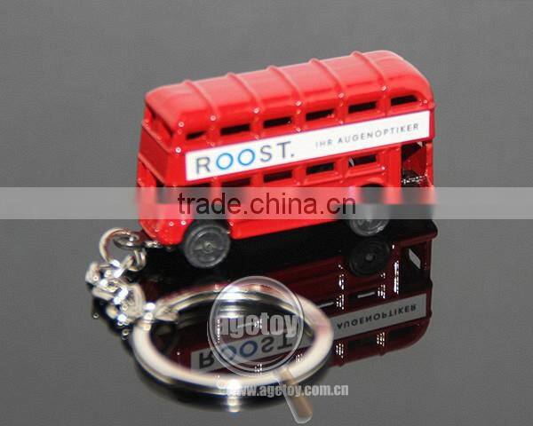 3D Mini Bus Shaped Customized Printing Promotional Souvenir Double-deck London Bus Keychain