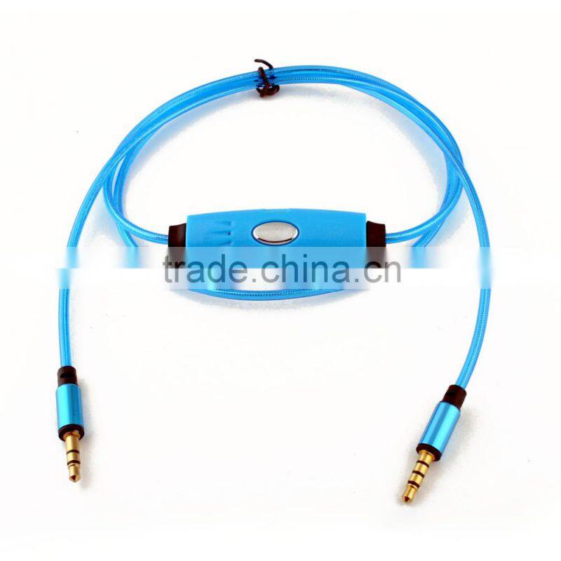 Latest Products EL/LED light cable for headphone, aux audio cable with microphone