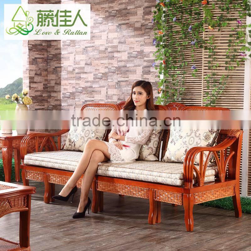 Cane Wood Rattan Livning Room Set Smart One Person Single Chesterfield Sofa Cum Bed Furniture
