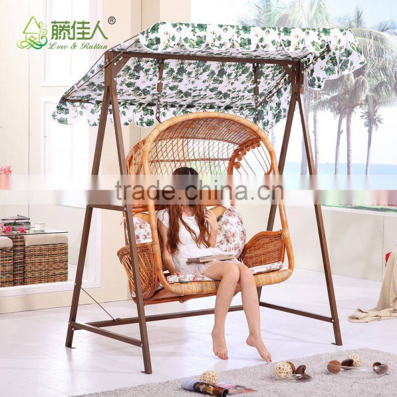 New Trendy Indoor Outdoor Bedroom Balcony Resin Plastic PVC PE Rattan Wicker Single Seat Swing Chair