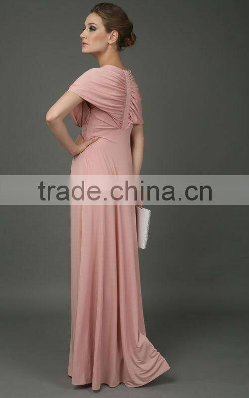 cap sleeve chiffon wedding dress pink red deep v evening dress smocked dresses for adult