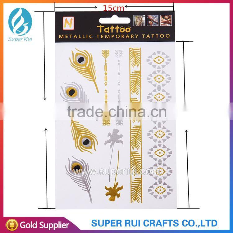 2015 Newest hot sale metallic temporary tattoo stencil