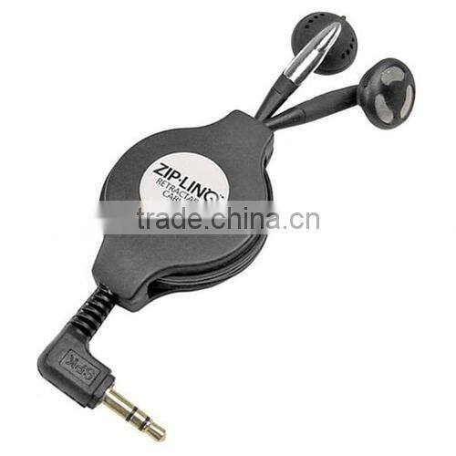 Headphones Earbud With Retractable Cord