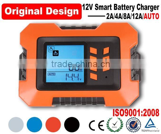 New Original Design 7-stage Smart LCD Car 12V Battery Charger