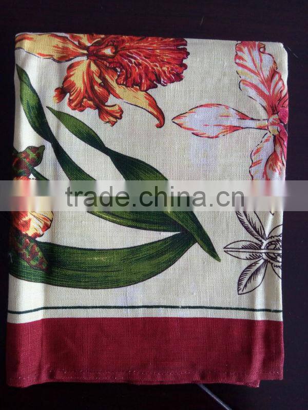 kitchen digital printed linen tea towel for home decorationl&gift,plants Flower printing