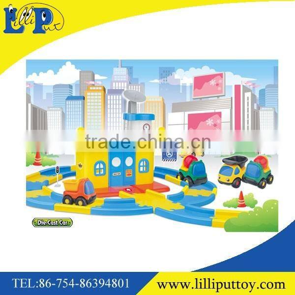 Lovely cartoon free wheel metal engineering car toy