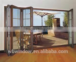 2016new product patio PVC/UPVC serise glass folding doors with grill design,PVC/UPVC grill designs bi-fold doors