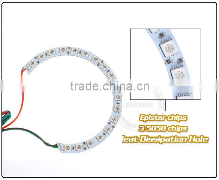 Hot selling DC12v Epistar chips 5050 smd White PCB semi circle 92mm angel eyes rgb led light for vw