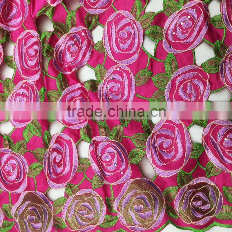 Royal bule formal dress patterns lace African styles dress making silk lace fabric for sale