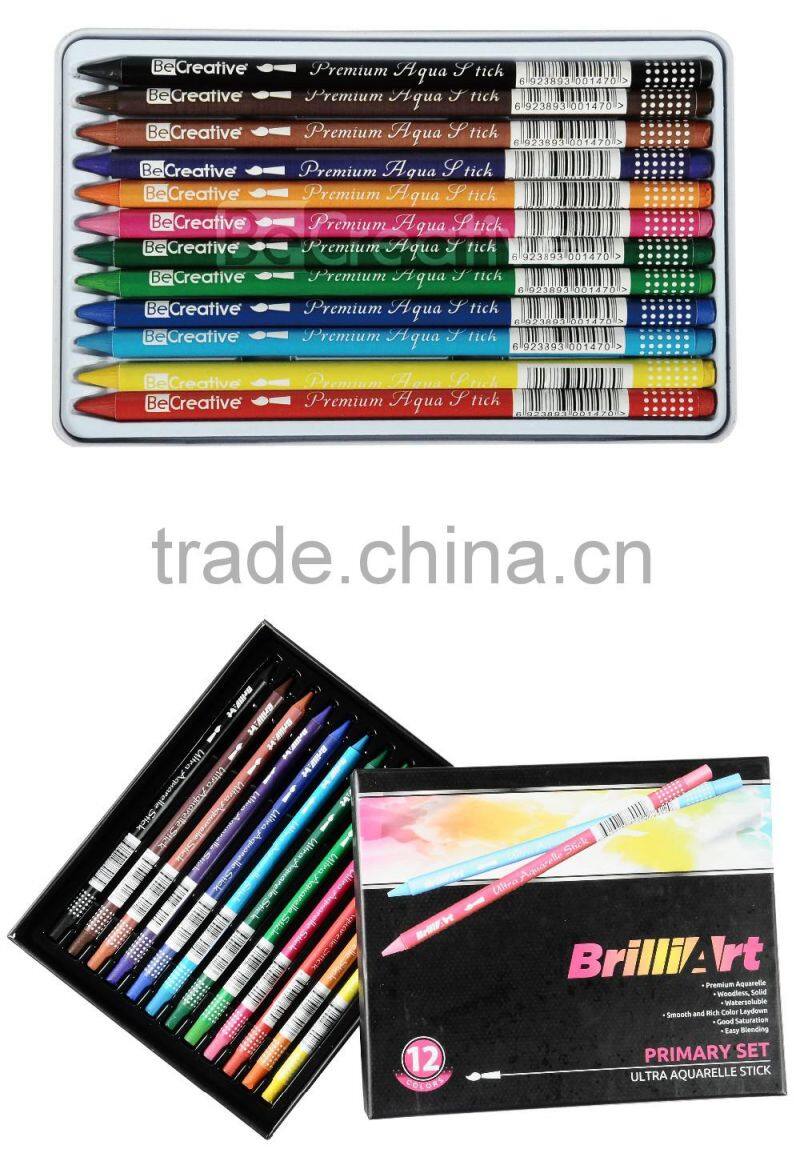 High Quality woodless watercolor stick set,sets of 12/24/36/48/120 colors,woodless watercolour pencil