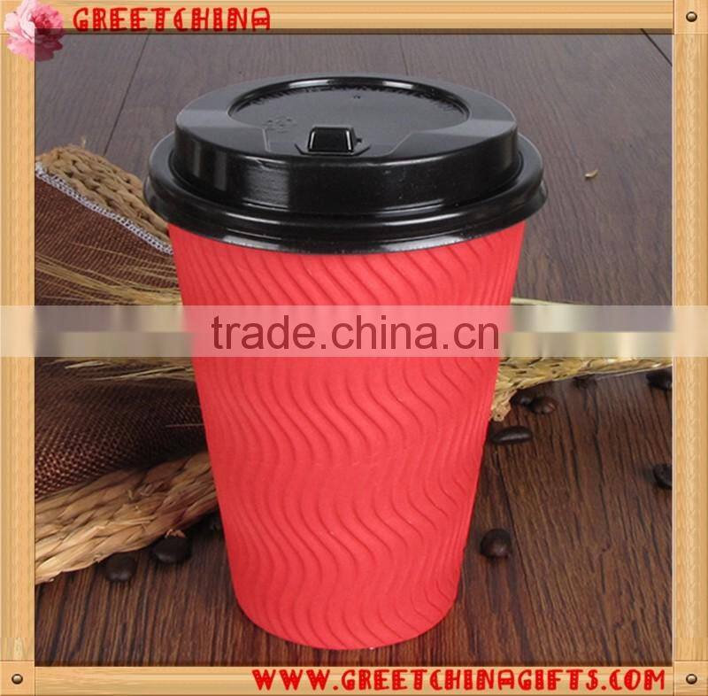 16 oz disposabl double layers insulated corrugated paper coffee cup