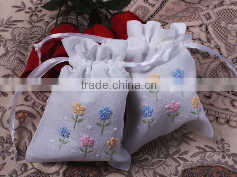 Hand embroidered lavender sachet/bag/pillow-floral embroidery
