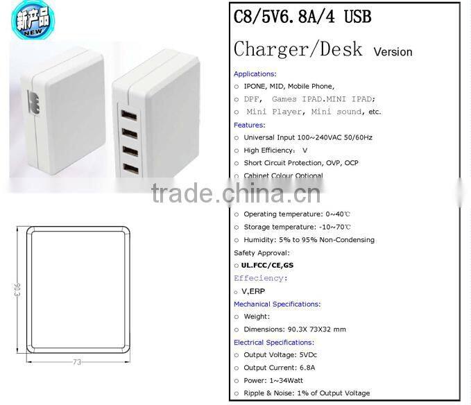 Best quality 3years warrantee 4 usb charger for all kinds of phones