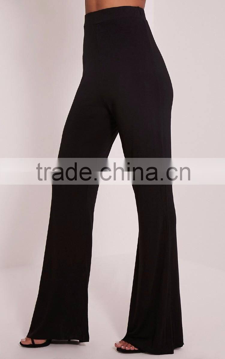 Custom hot sexy slimming women stretch pants, new arrival women black flared trousers