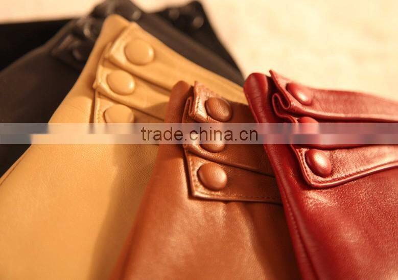 Women's GENUINE KID LEATHER fashion winter warm leather gloves