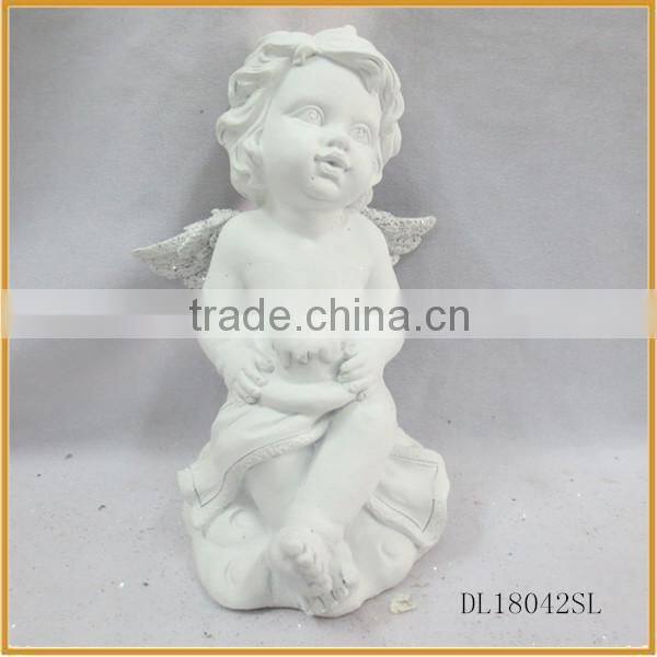 cheap resin sitting angel figurines with light