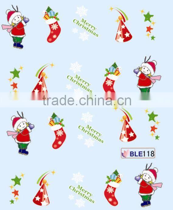 2015 HOT Sell BLE Series Christmas Water Transfer Decals Christmas Nail Rrt Sticker