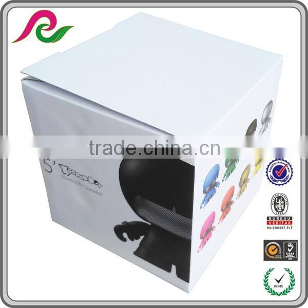 Folding corrugated paper box with printing for bluetooth speaker packing