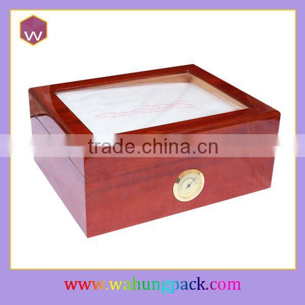 Fancy Wooden Cigar Box Hardware/ Cigar Box With Custom Window And Metal Lock Design