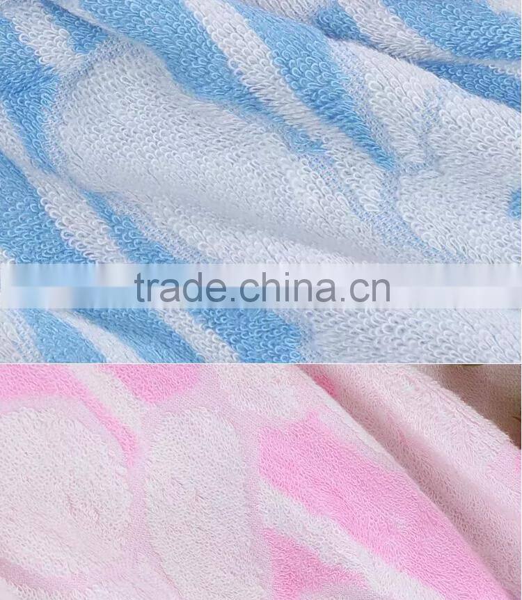 Soft cotton terry Light blue color 3 colors jacquard face towel