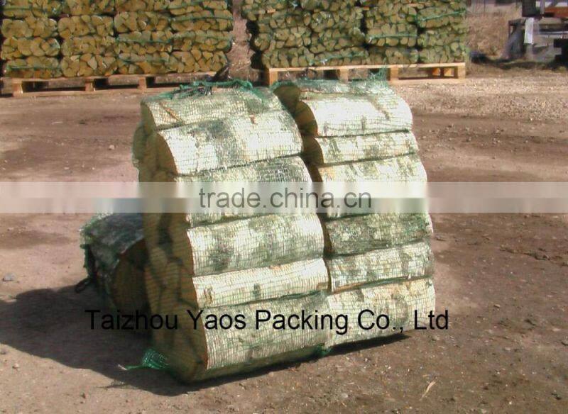green firewood bag PP leno mesh bag plastic plain mesh bag drawstring bag