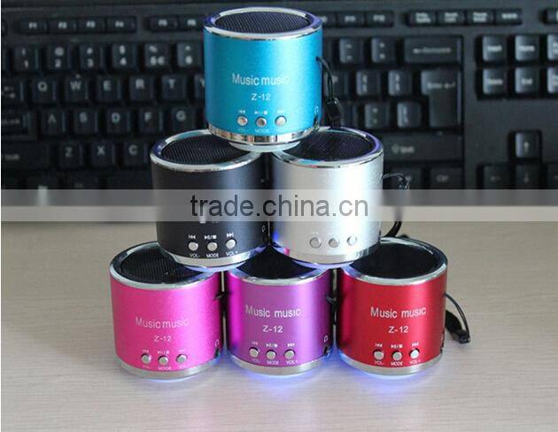Wholesale Bulk round metal usb speaker fm radio mini speaker with micro-sd / tf card