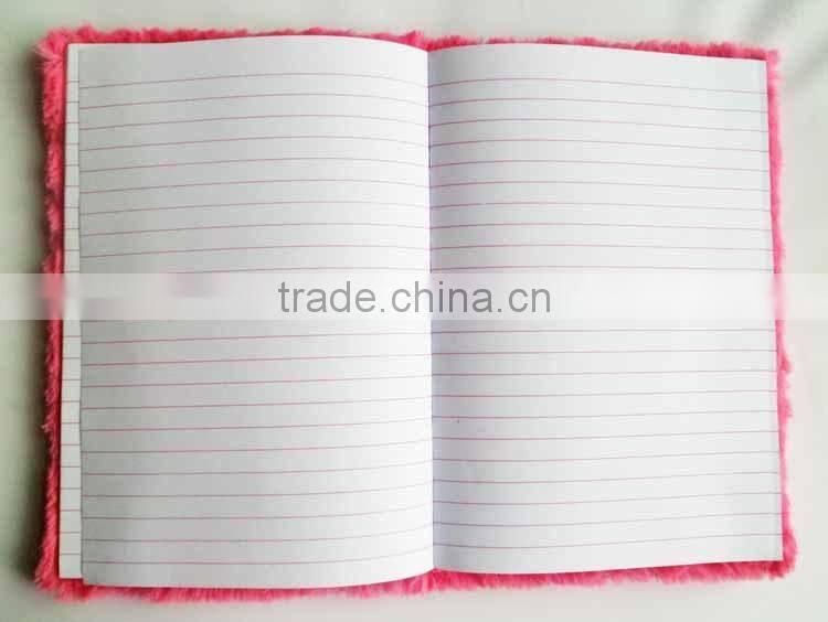 Blue Plush Cover Peace Embroidered Notebook with Elastic Bands Enclosure