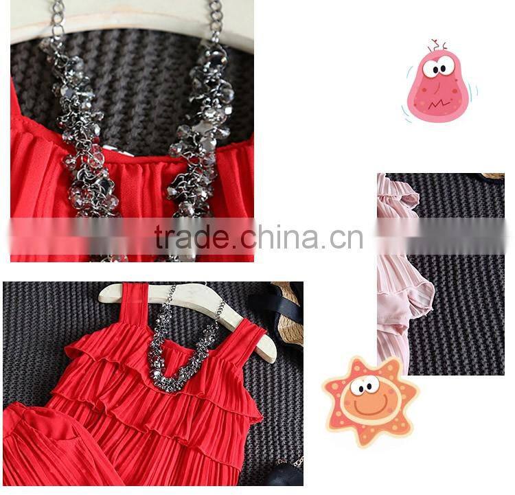 Lovely Pure Color 2-7 Years Girls Breathable Pleated Children Short Pants Suit with Vest