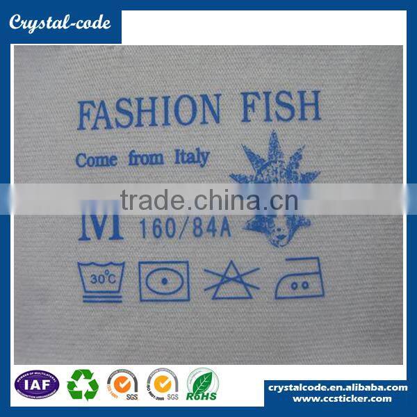 Custom printed paper silk heat press clothing label