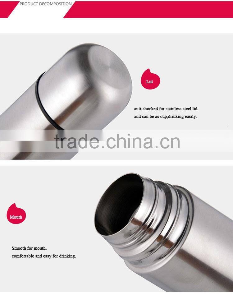 best selling 1000ML double wall 18 8 stainless steel vacuum flask made in china