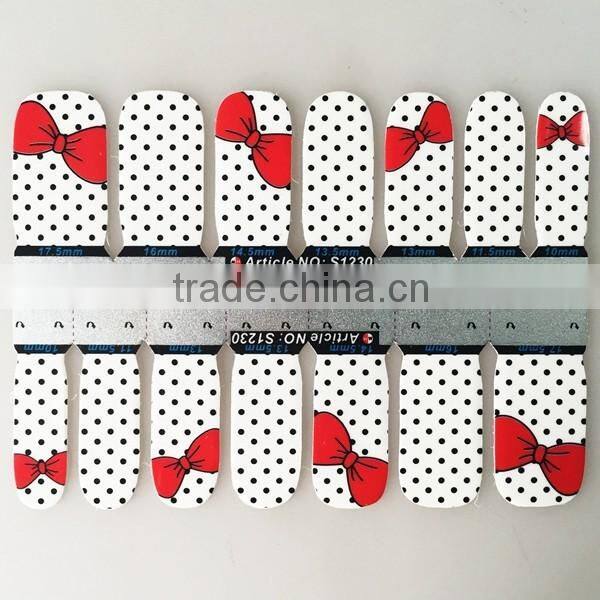 Custom hot sale Valentine'Day nail sticker cute nail art decals wedding bow dot nail wrap