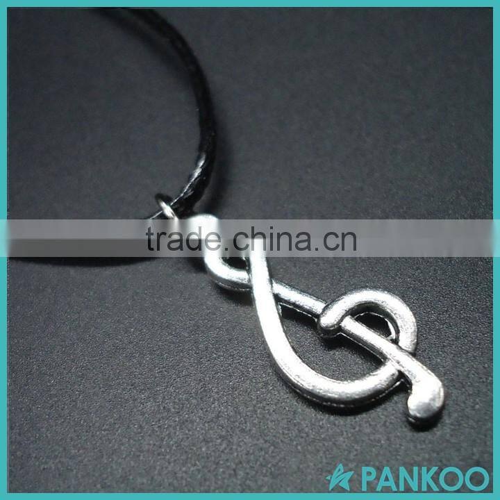 2016 Newest Fashion S925 Note Music Notation Sterling Silver Pendant Leather Vintage Men Necklaces for Women silver jewelry
