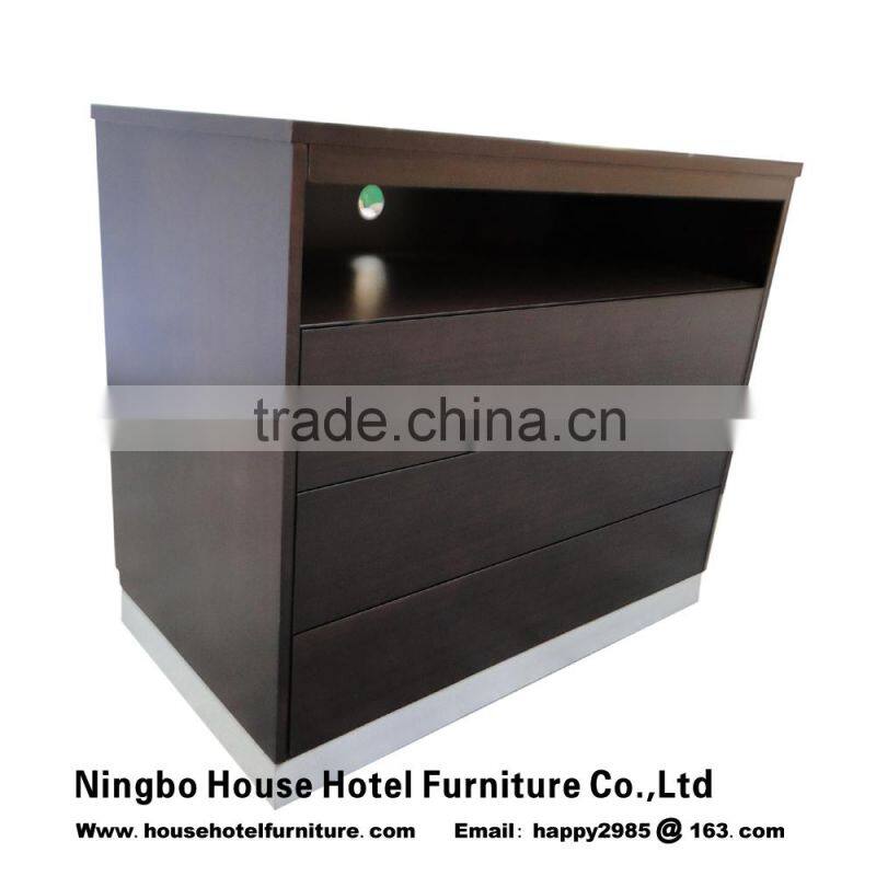 hotel furniture king nightstand with stainless steel kick toe