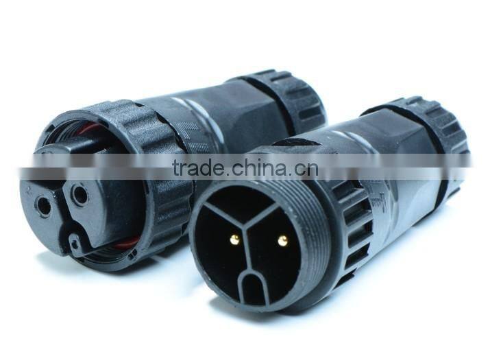 M22 3 pole solderless cord to cord straight waterproof connector